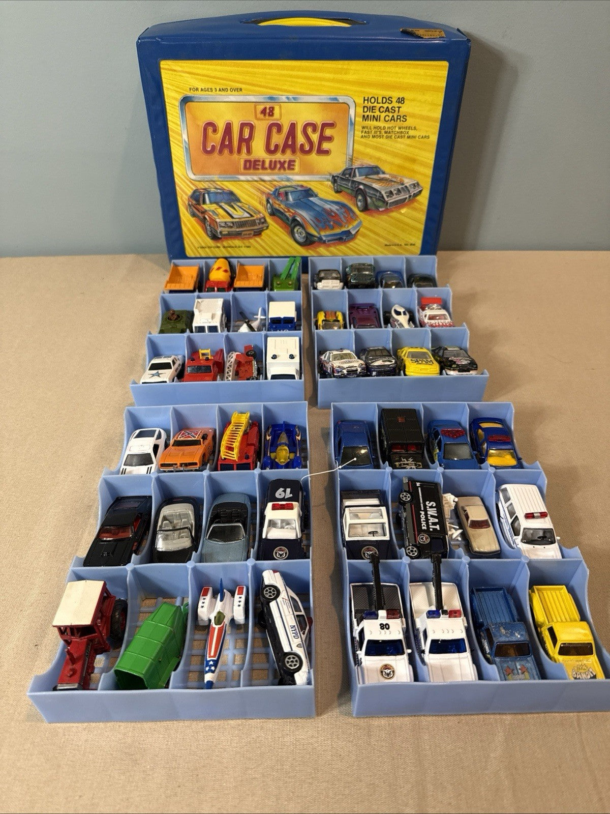 Vintage Tara Toys 48 Car Case Deluxe Diecast Carrying Case + 48 Cars 1980s-2000s