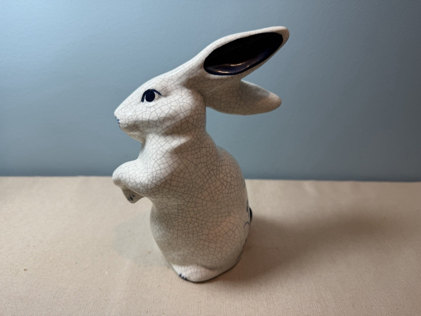 Dedham Pottery Potting Shed Crackle Rabbit Bunny Figurine Vintage Art Pottery