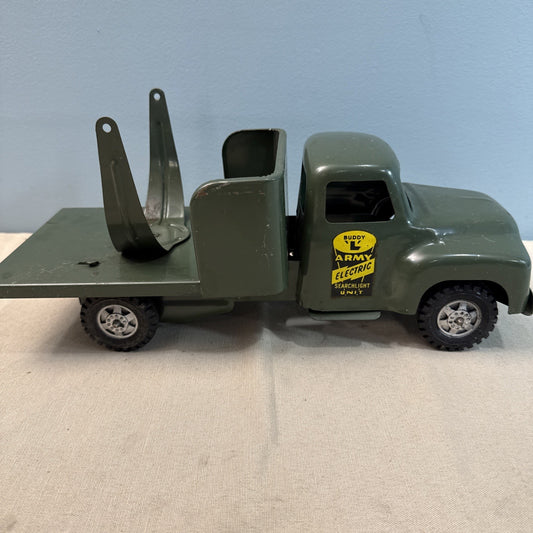 Vintage Buddy L Army Searchlight Repair Unit Pressed Steel Military Truck 1950s