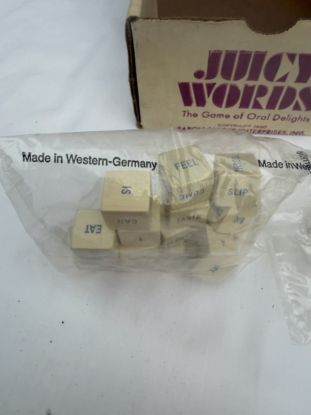 Vintage Juicy Words Adult Party Game 1980 The Game of Oral Delights Dice