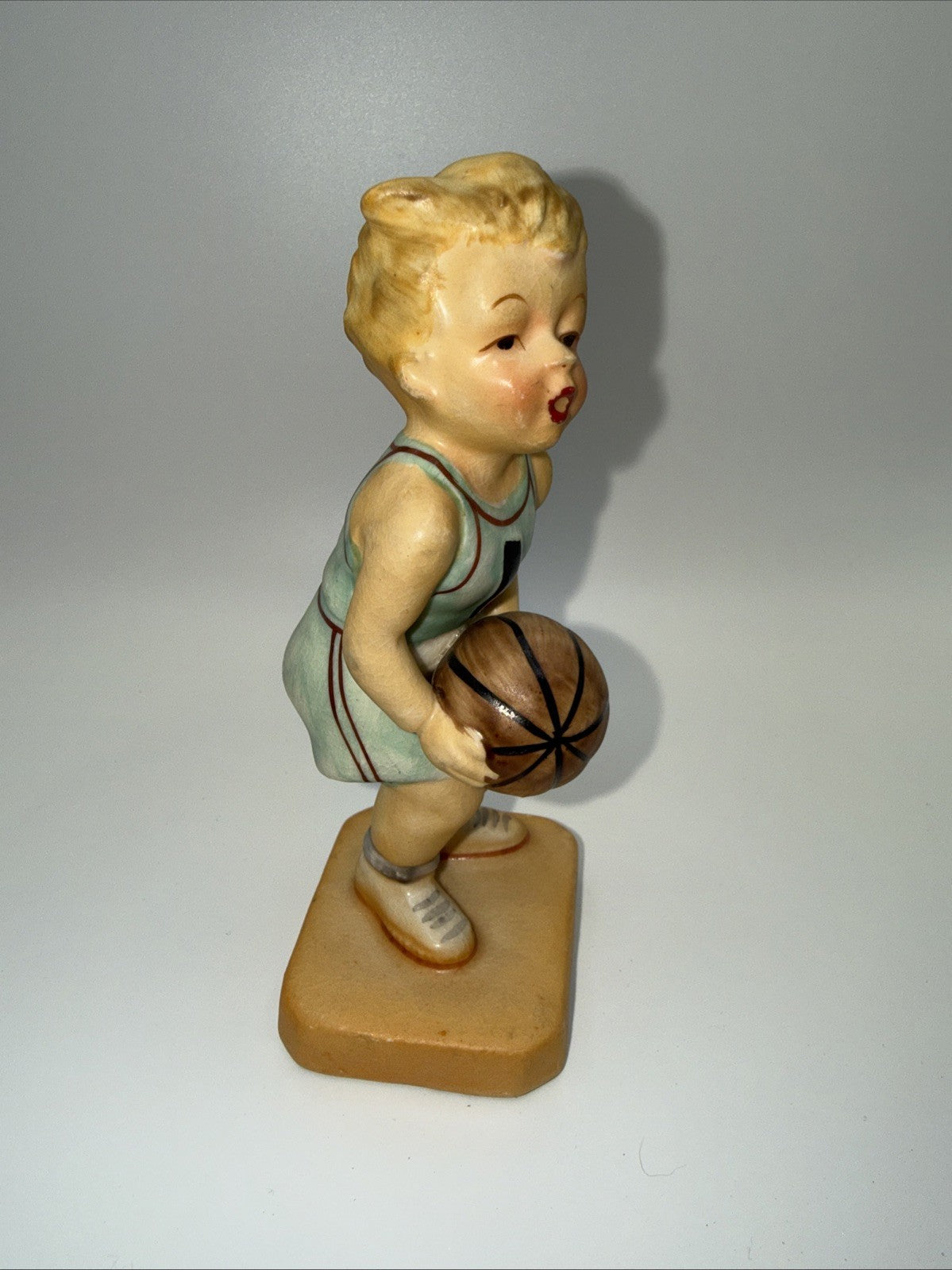Vintage Japan Little Basketball Boy Shooting The Ball #1 Figurine 5.5" Tall