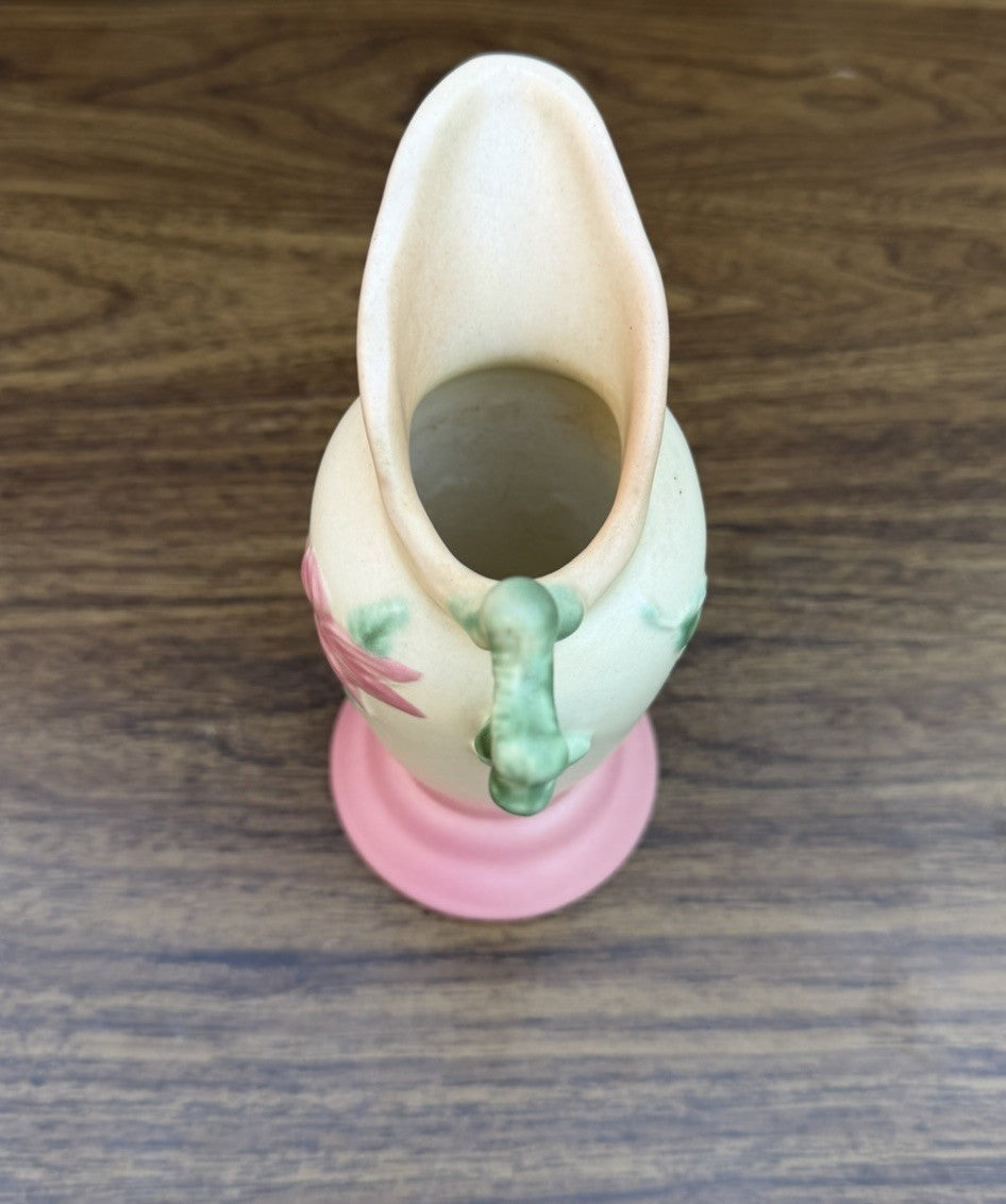Vintage Hull Pottery Woodland Ewer Pitcher Pink Green 5.5"x3"
