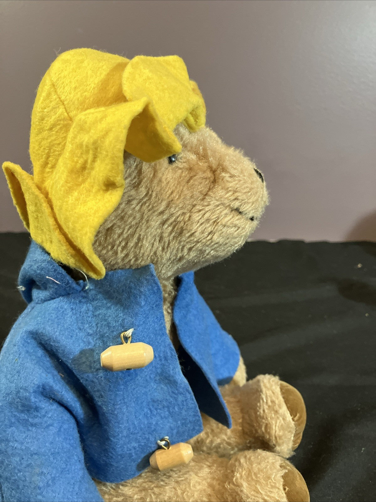 Vintage Paddington Bear Plush Eden Toys 13 Inch Blue Coat Yellow Hat 1975