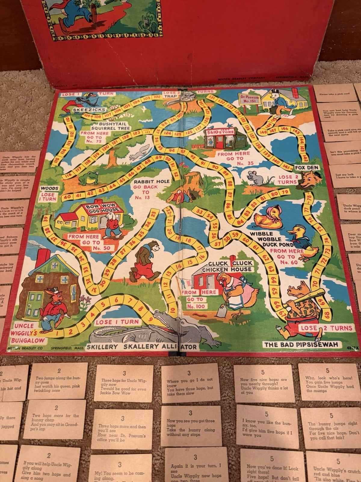 Vintage 1940s Uncle Wiggily Milton Bradley 4817 Complete Card Deck Board Box Set