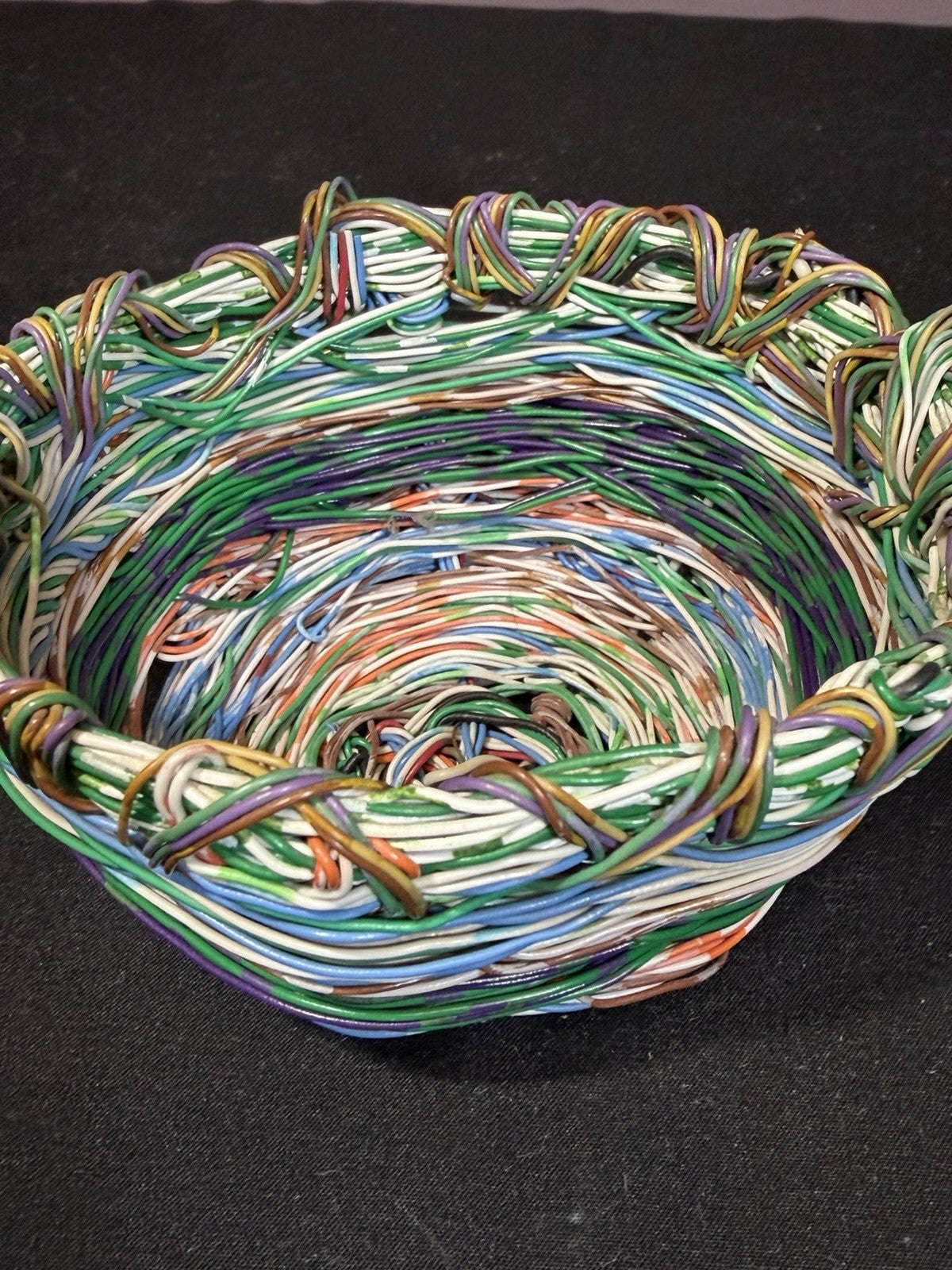 Bohemian Wire Basket Multicolor Decorative Handmade 6.5"