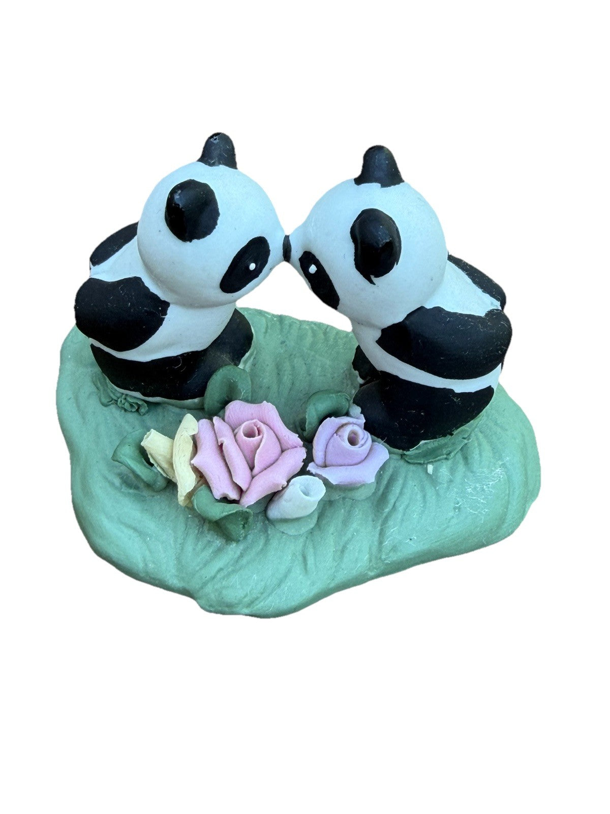Vintage AAA Panda Bear Hard Rubber Figure Lot Safari Animal Toys Kissing Pandas