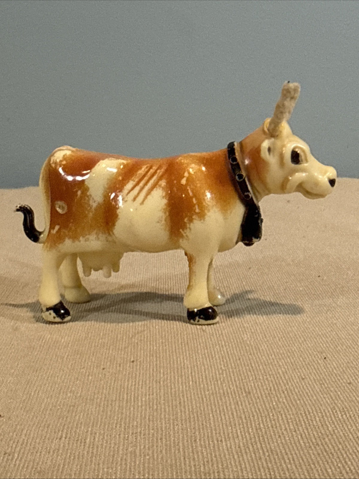 Vintage 1950s Marx Milking Cow Figure Hard Plastic Farm Animal Toy 4"