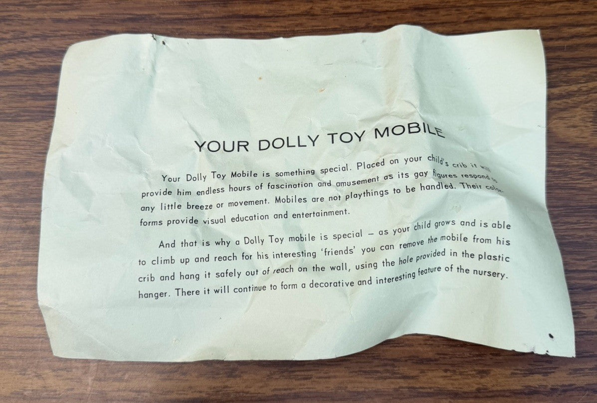 Vintage 1970s Dolly Toy Animal Baby Crib Mobile Nursery Parts with Strings Lot