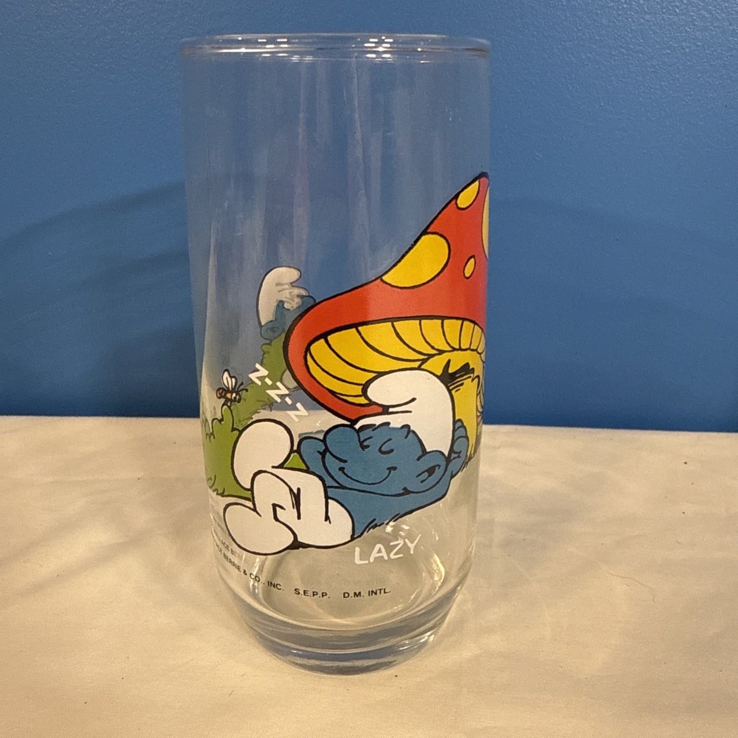 Vintage 1982 Smurfs Peyo Drinking Glasses Set of 5 Smurfette Papa Hefty Grouchy