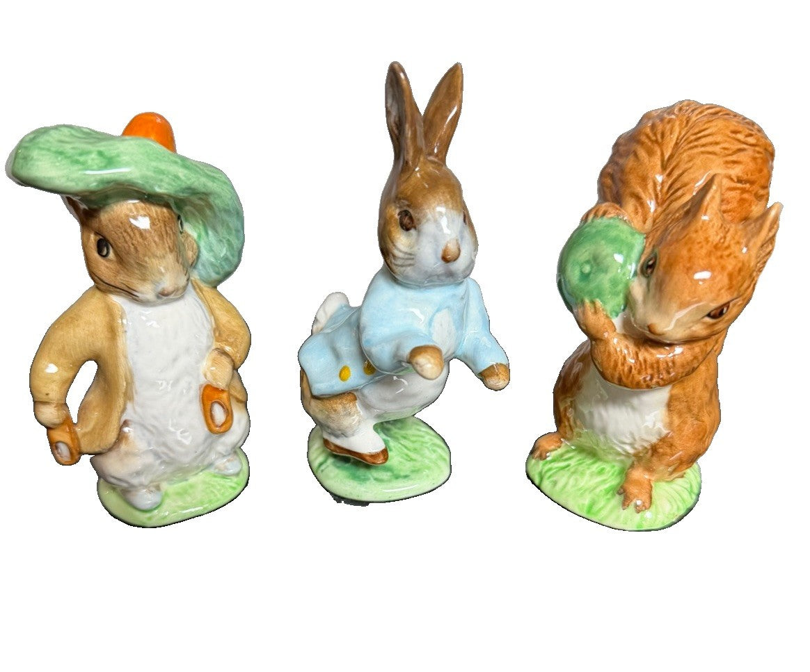 Vintage Beswick Beatrix Potter Figurines Peter Rabbit Benjamin Bunny Squirrel