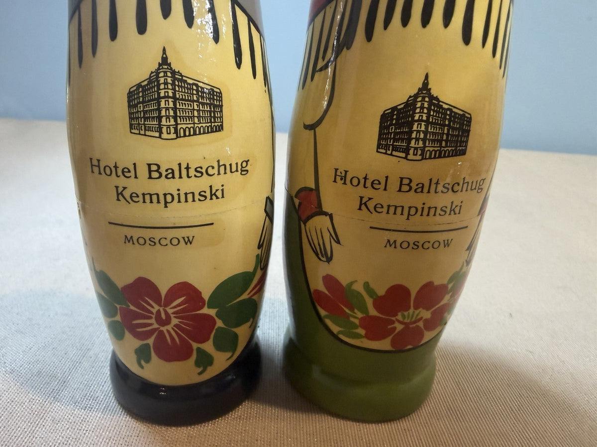 Hotel Baltschug Kempinski Moscow Wood Matryoshka Nesting Dolls Vodka Holders Set