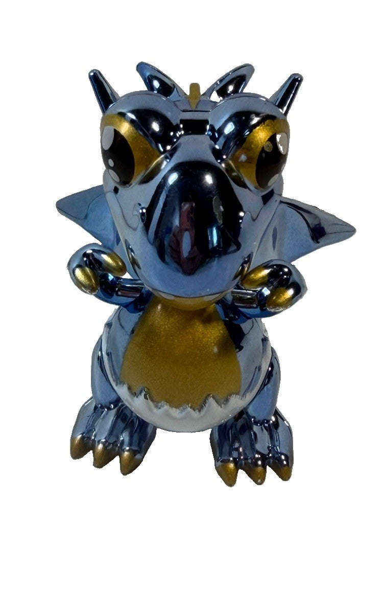Ryan's World Shelldon Baby Dragon Metallic Chrome Figure Blue Gold