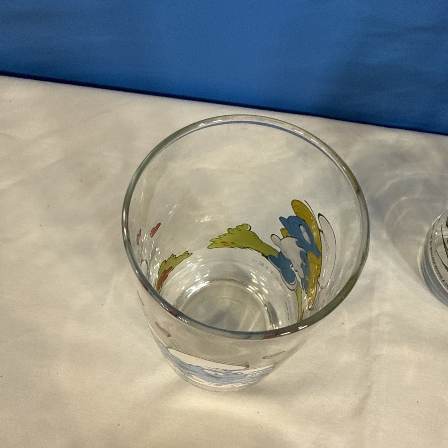 Vintage 1982 Smurfs Peyo Drinking Glasses Set of 5 Smurfette Papa Hefty Grouchy