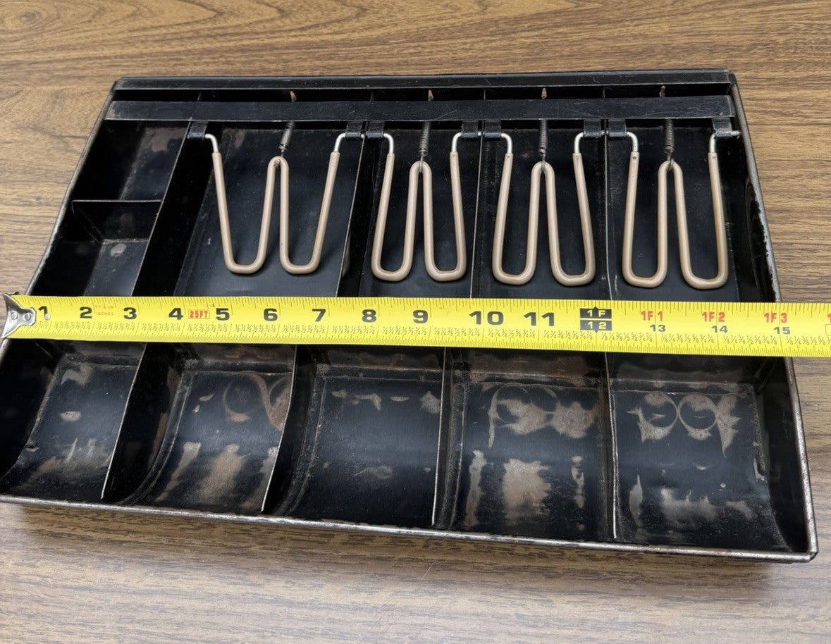 Vintage Metal Cash Register Drawer Insert Till Tray 4 Bill 5 Coin 14.5" 10A