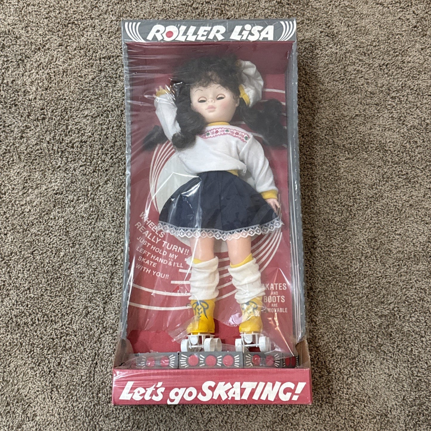 Vintage 1980 Roller Skating Lisa Doll 19” Brown Hair New In Original Box