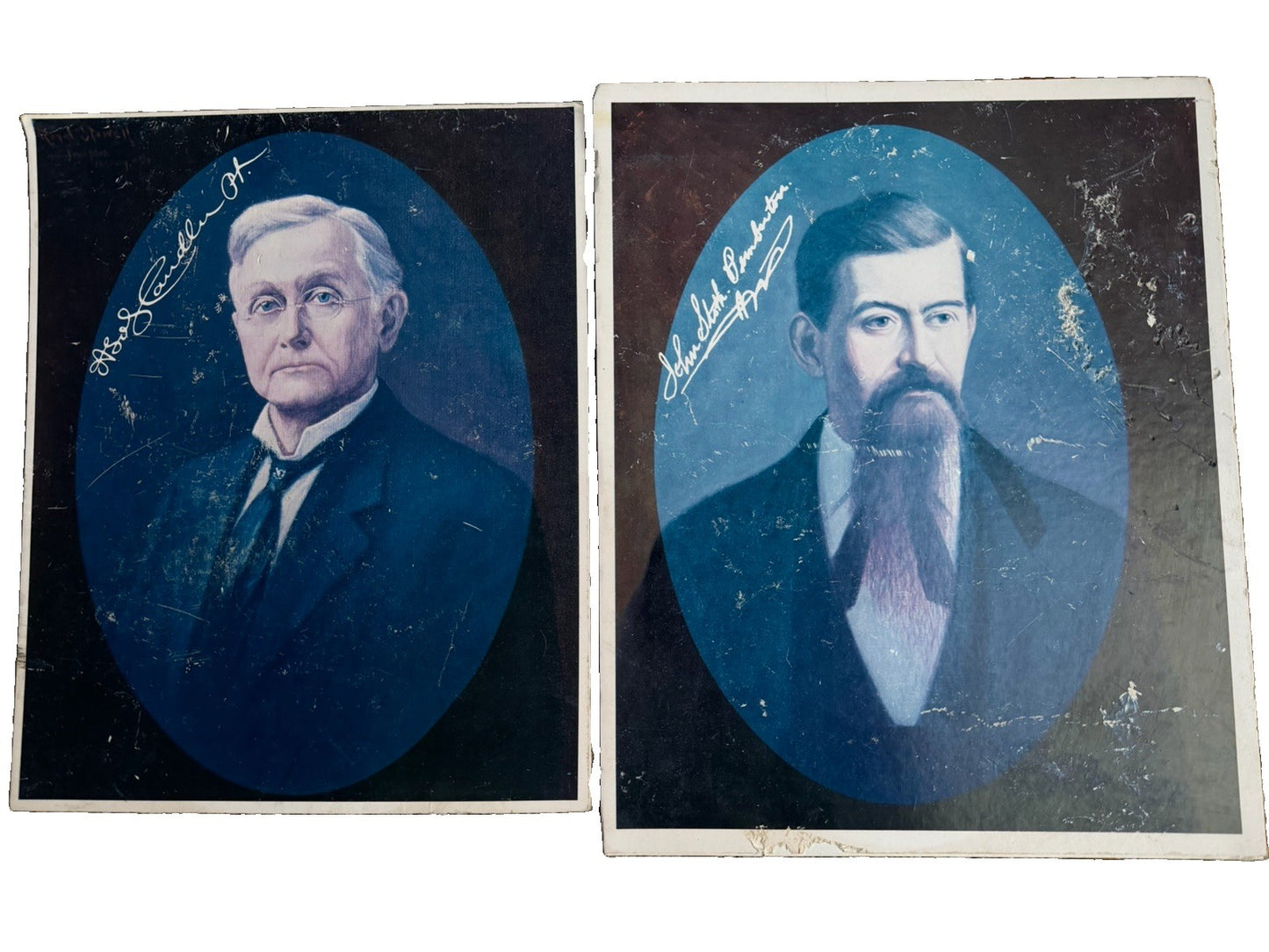 Vintage Coca Cola Founders Pemberton Asa Candler Oval Portrait Prints Set 2