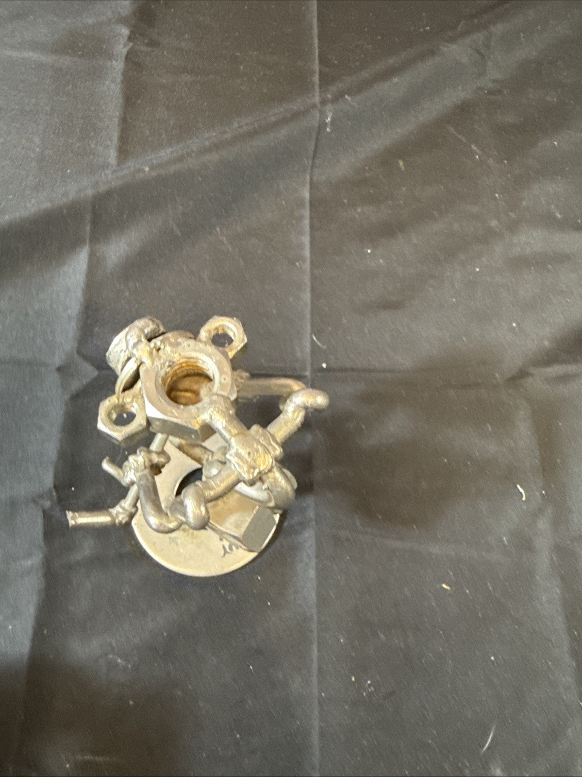 Vintage Nuts and Bolts Handmade Sculpted Metal Golfer Figurine, Set Of 2
