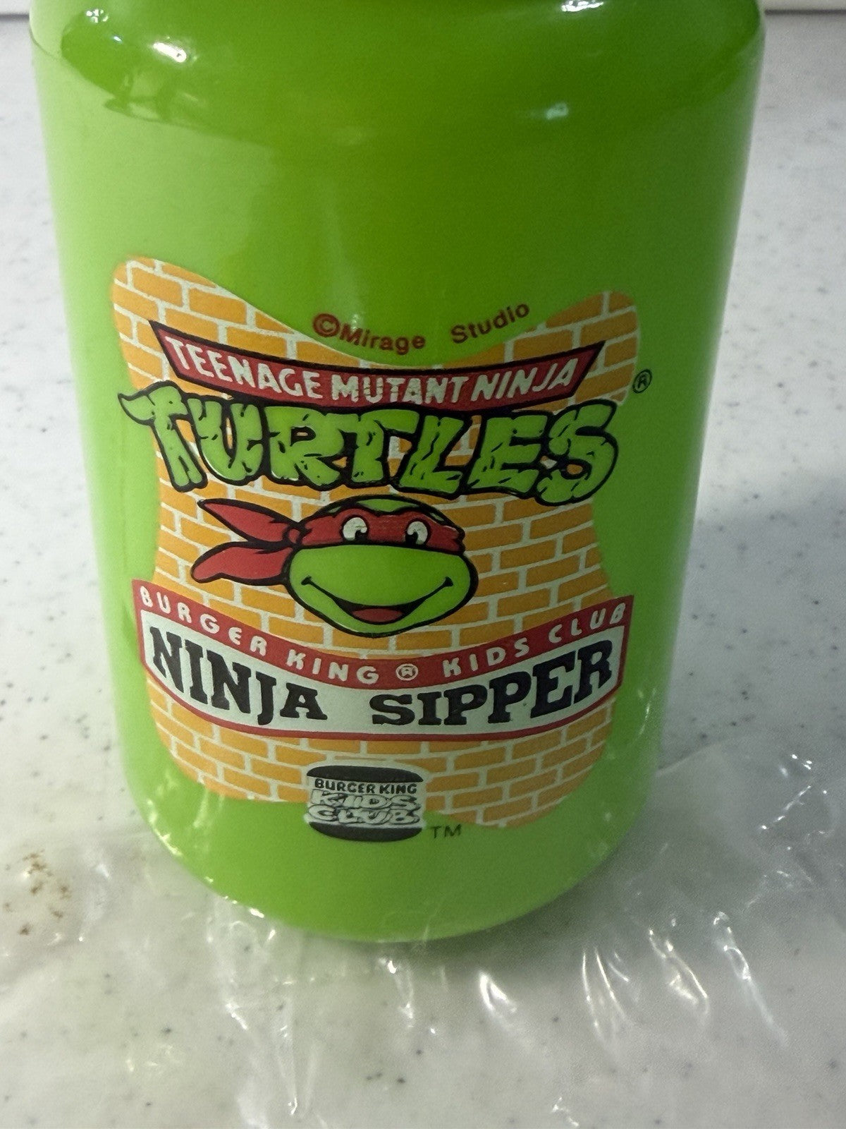 Vintage 1990 Burger King TMNT Ninja Sipper Bottle Complete Paperwork Premium Lot