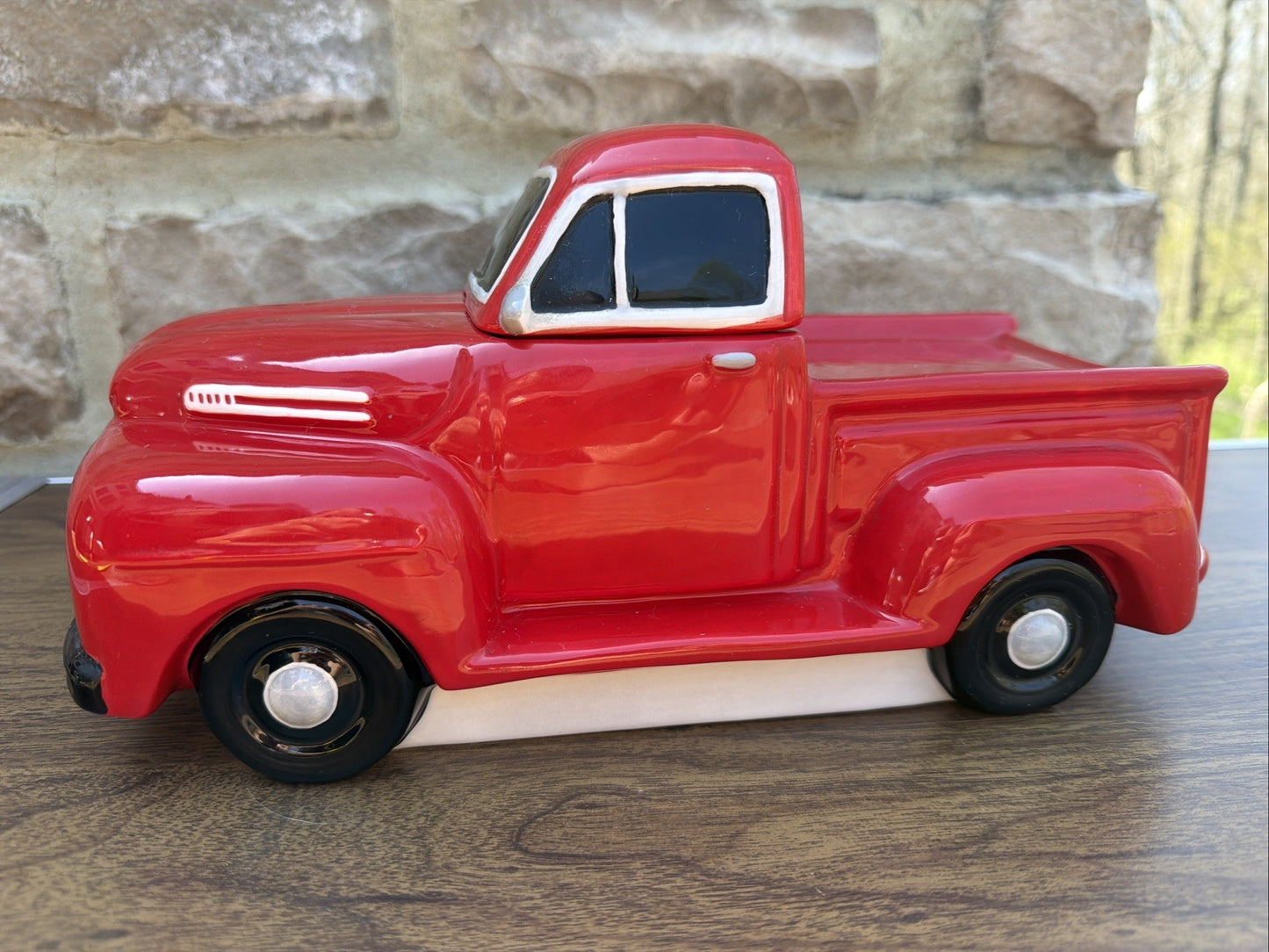 Vintage Ford Pickup Cookie Jar Red Truck 1940s Style Collectible