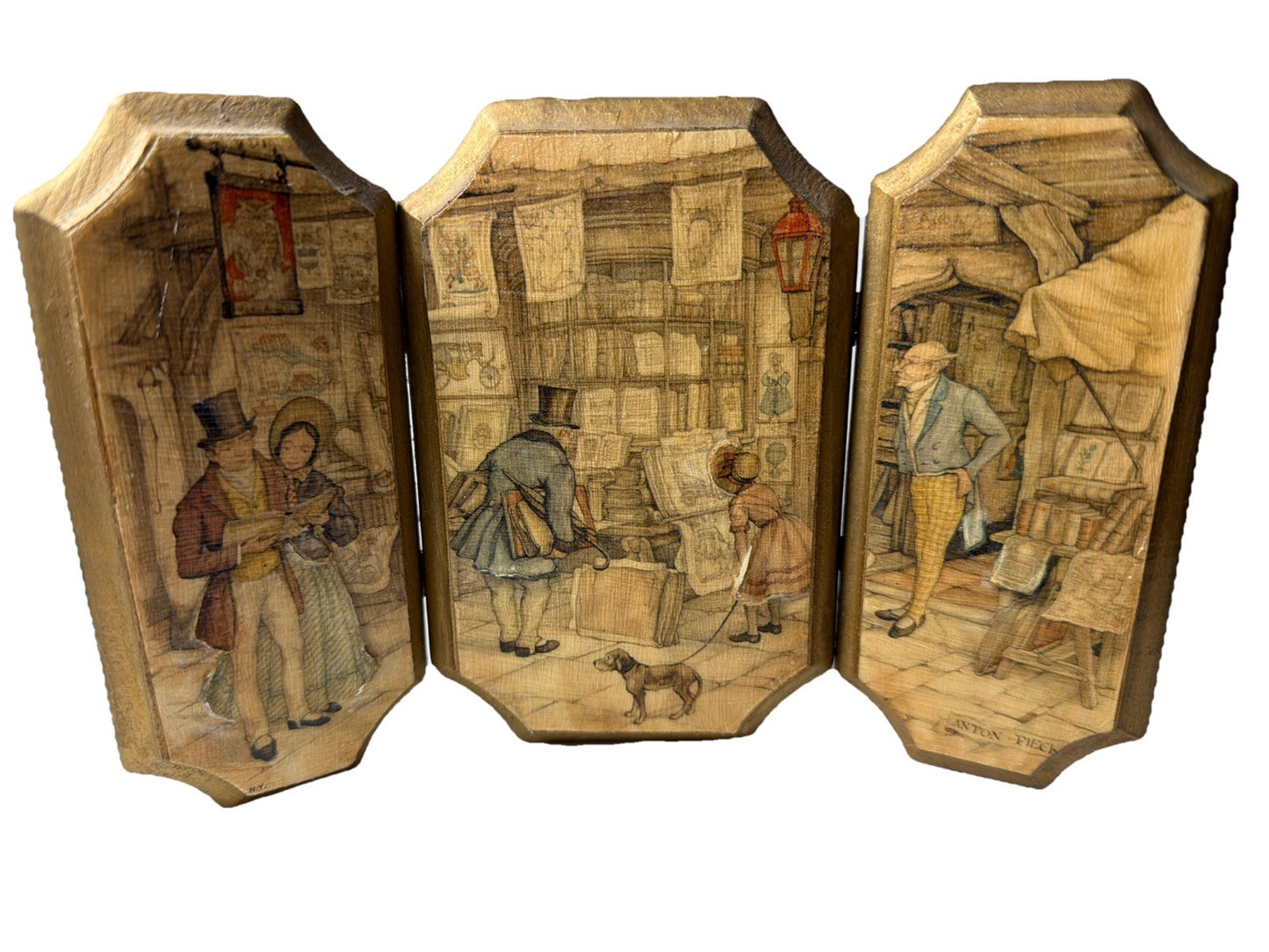 Vintage Anton Pieck Wooden Plaques 3D Decoupage Set New York