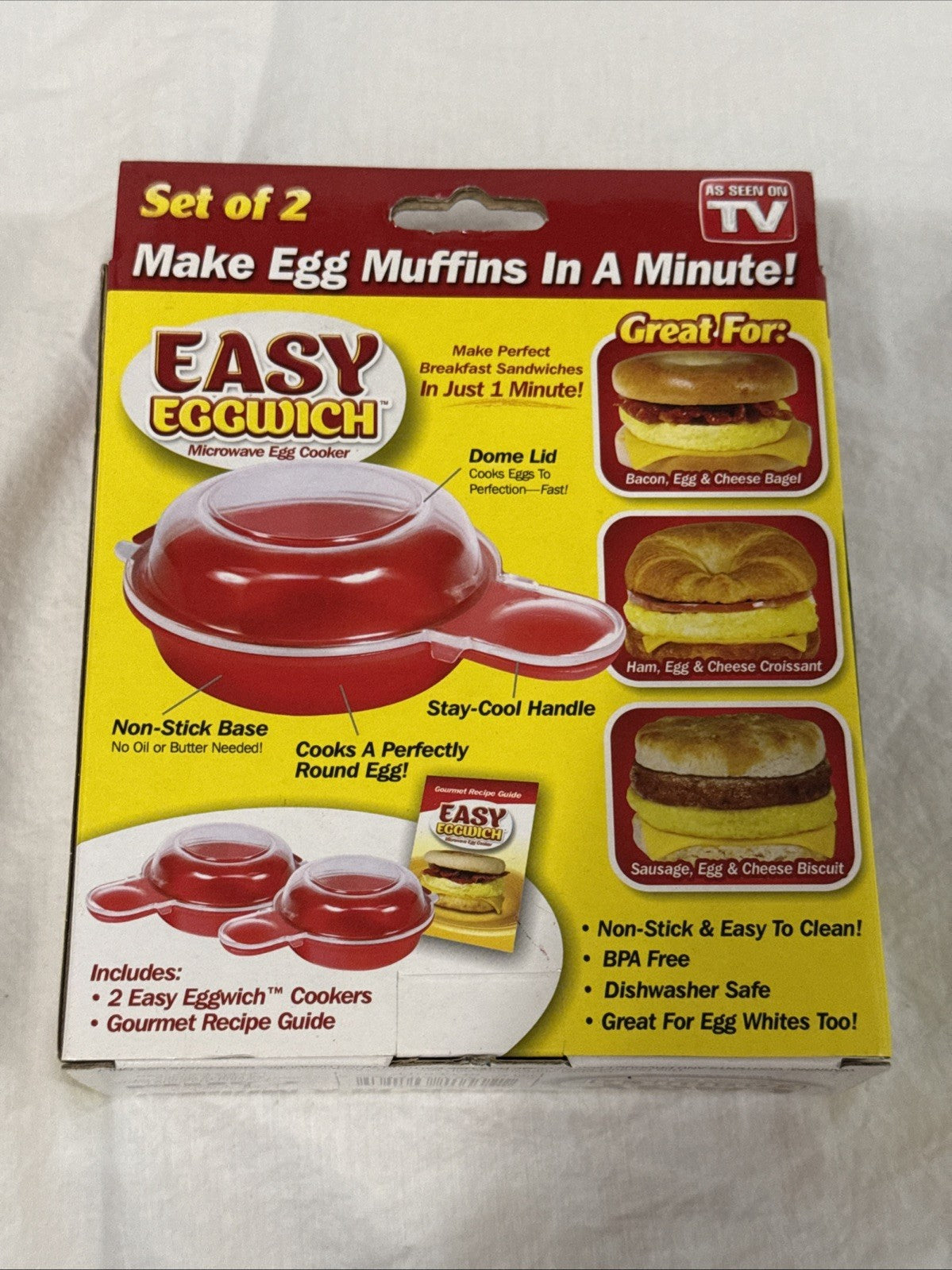 Easy Eggwich Microwave Egg Cooker Red Clear New in Box - As Seen On TV