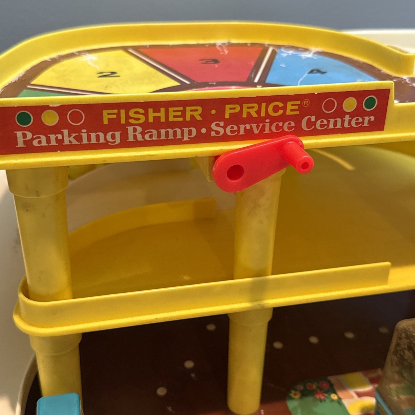 Vintage Fisher Price 930 Play Family Action Garage 1970 w/Box & Lift Incomplete