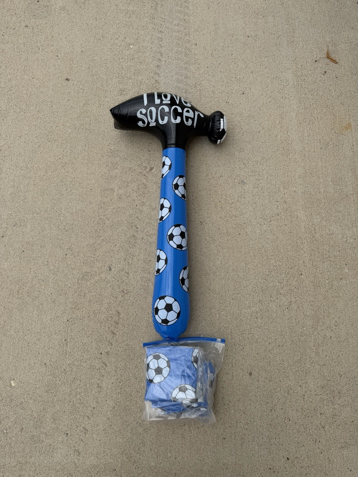 Inflatable Blue Soccer Hammer Squeaker Blow Up Toy 32" Novelty Party Favor