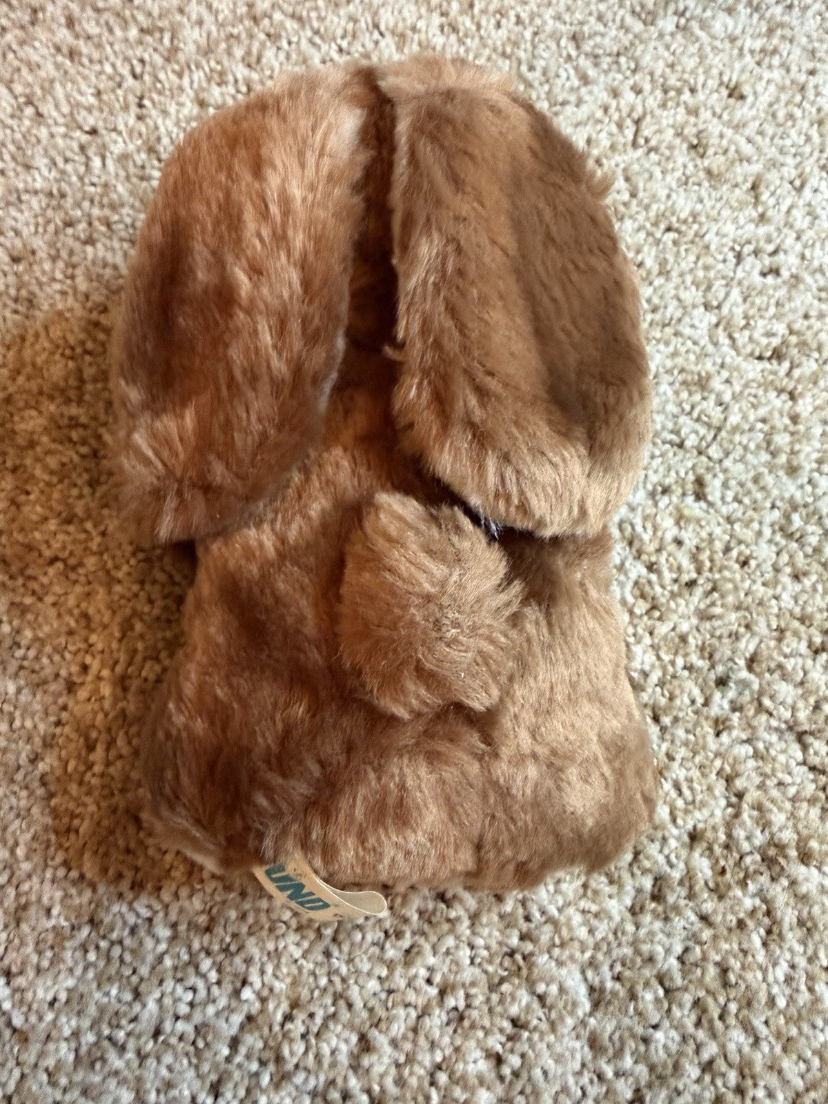 Vintage 1976 GUND Mini Luv Me Brown Bunny Rabbit Plush Rattle Toy Tagged 3860
