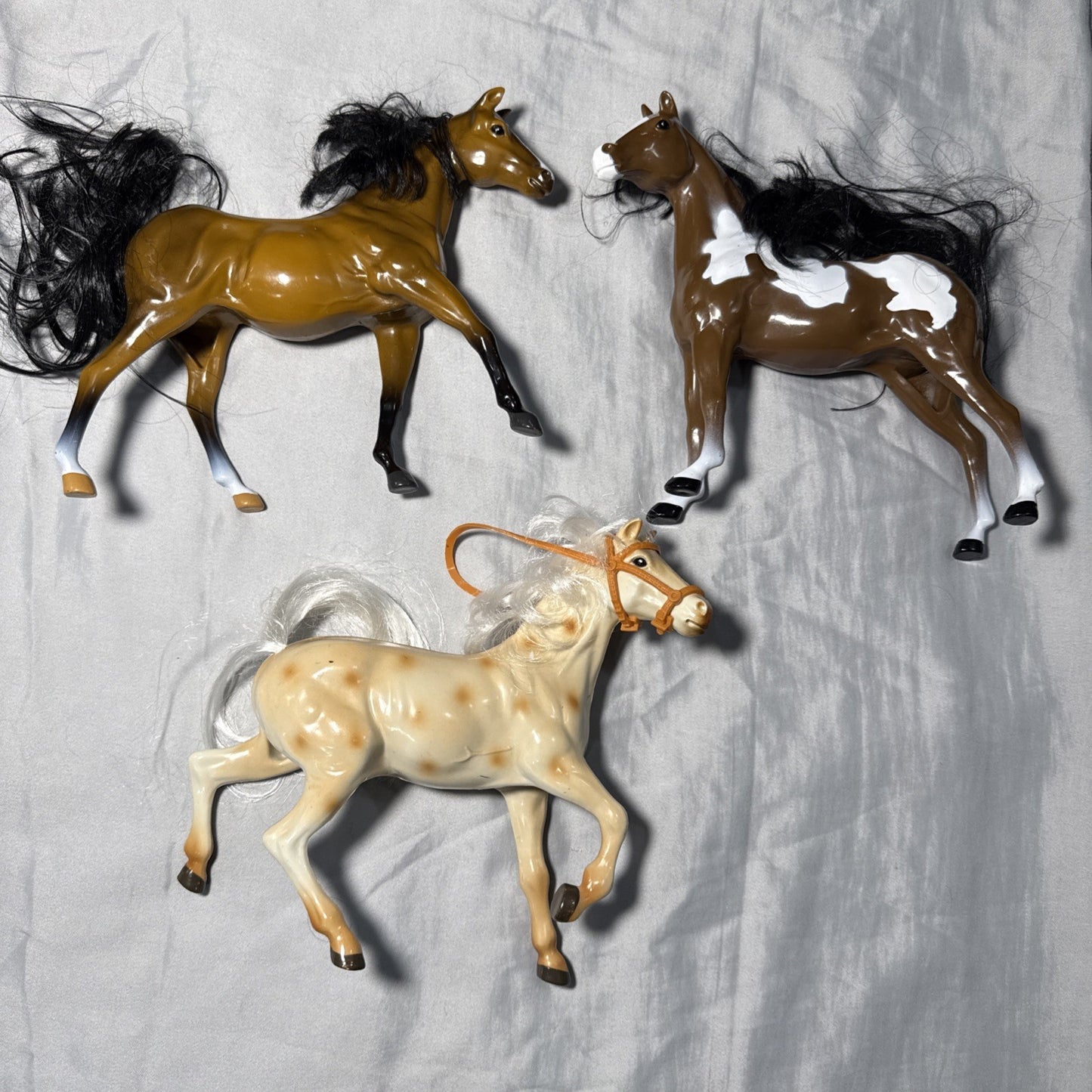 Lot of 3 MTHK 9 Inch Toy Horses Plastic Model Horses Hong Kong