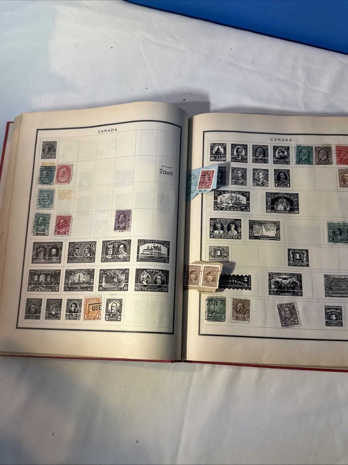 Modern Postage Stamp Album US World Stamps 1940s Collection Plus Loose Stamps