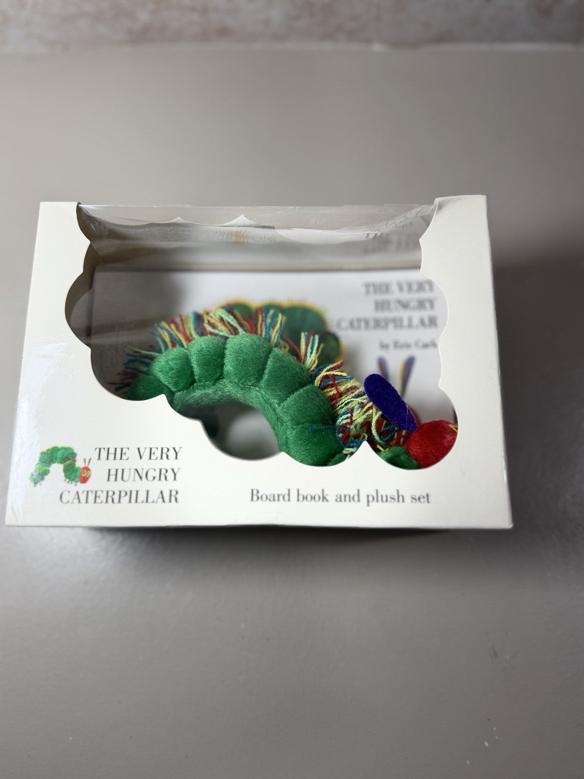 Vintage 1987 Eric Carle Very Hungry Caterpillar Board Book Plush Gift Set NIB