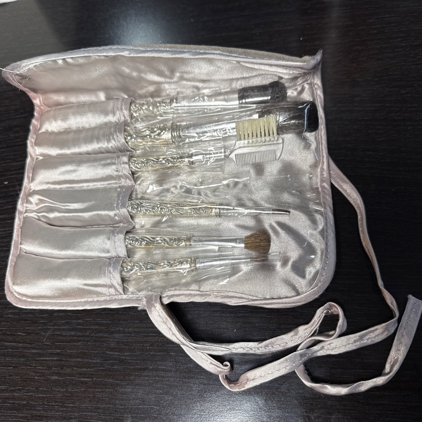 VINTAGE 1989 exclusive Godinger Silver BRUSH SET 6pc w/carrying pouch