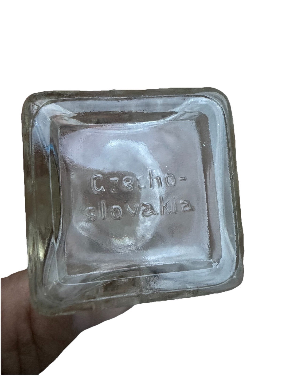 Vintage Czechoslovakian Diamond Quilted Glass Decanter Bottle