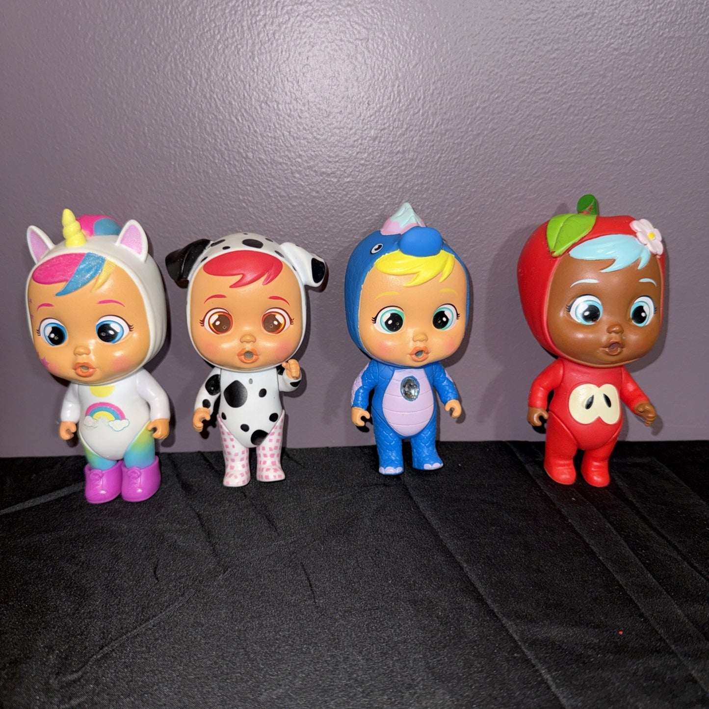 Cry Babies Lot Of 4 5" Doll Magic Tears Unicorn Dalmatian Dinosaur Apple So Cute