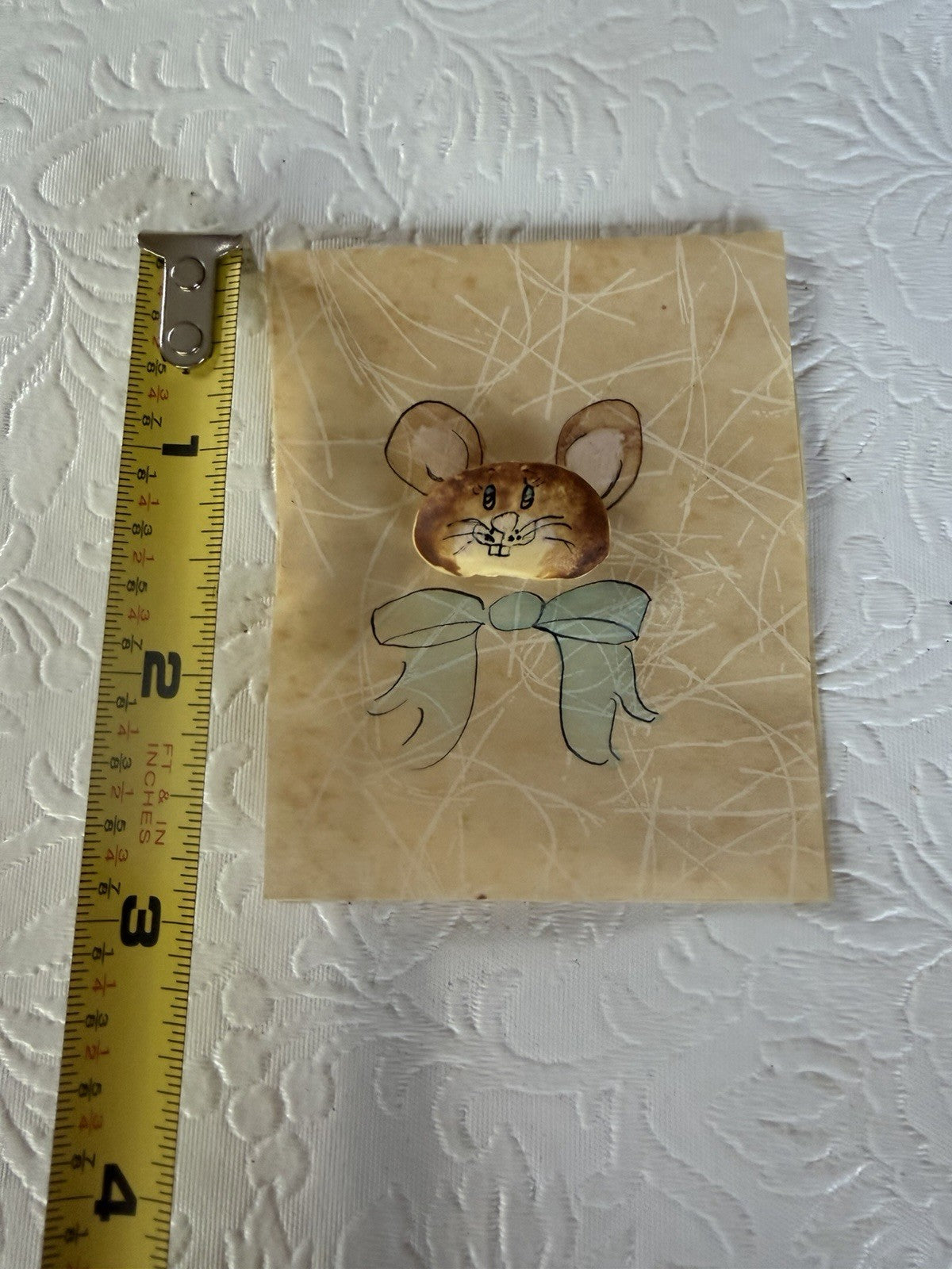 Joni Forte Signed Bean Art Mice Cards Hand Painted Folk Art Lot of 4