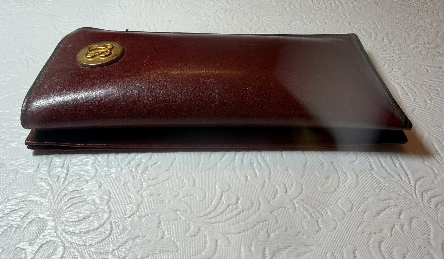 Vintage Lady Bosca Leather Eyeglass Case Keychain Set Burgundy Full Grain