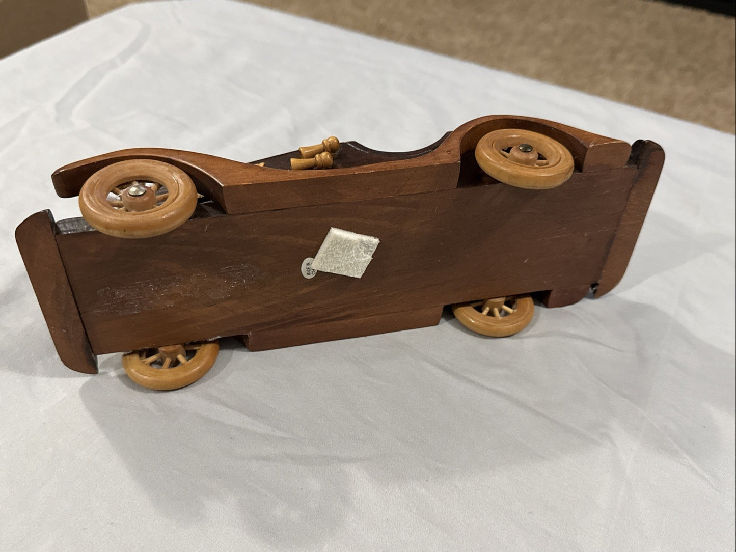 Vintage Handcrafted Wooden Car 12" Classic Handmade Display Incomplete