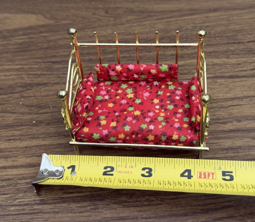 Vintage Dollhouse Furniture Brass Bed Sofa Ice Cream Chair Lot