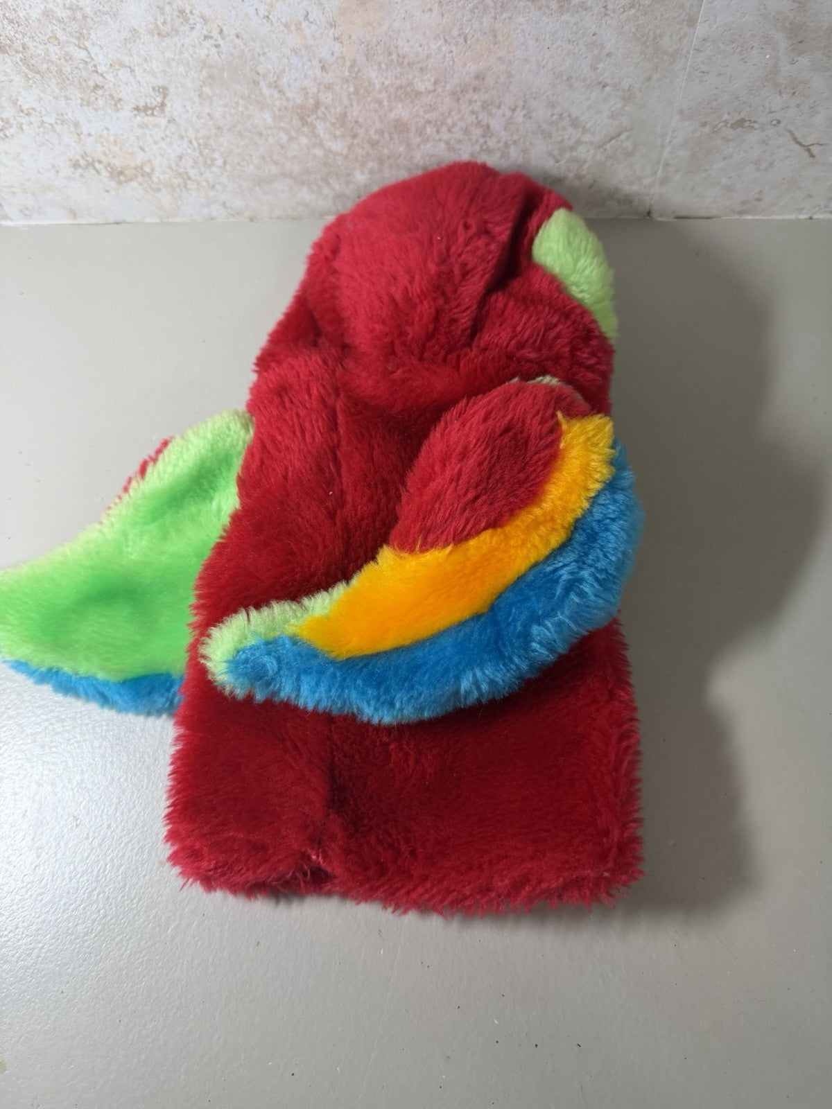 Vintage Brechner Plush Hand Puppets Lot 2 Green Monster Red Parrot 1981 Korea