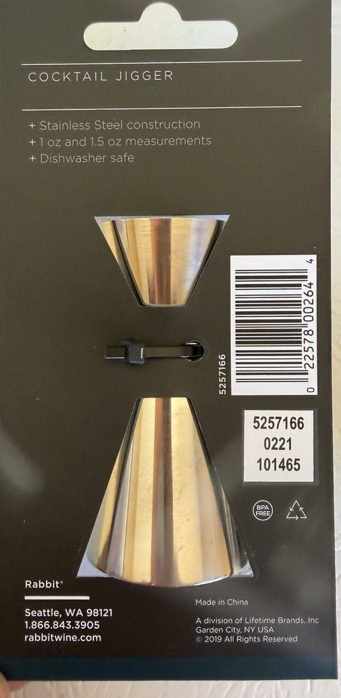 Rabbit Stainless Steel Double Jigger Lot of 2 Bar Measuring 1.5oz 1oz Tool