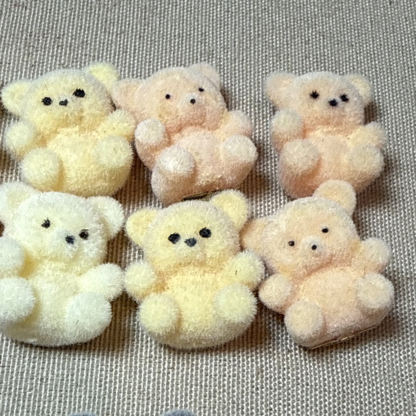 Vintage Mini Flocked Teddy Bear Lot of 22 Pastel 1" Miniature Craft Figure