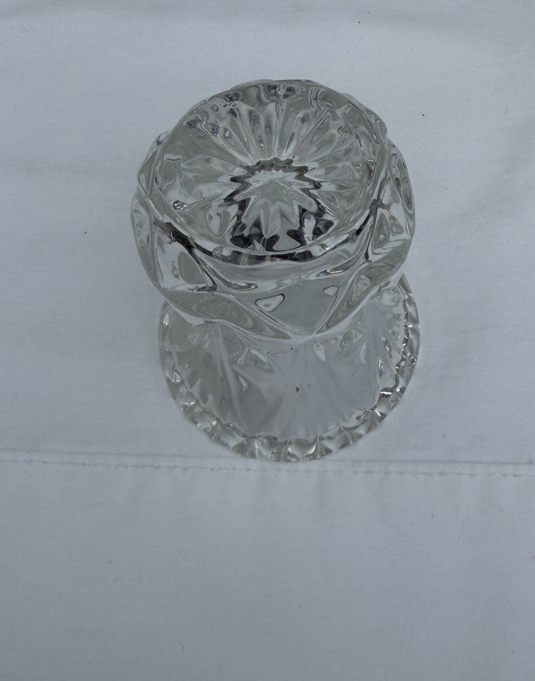 Vintage Zajecar Yugoslavia 24% Lead Crystal Mini Bud Vase Toothpick Holder Label