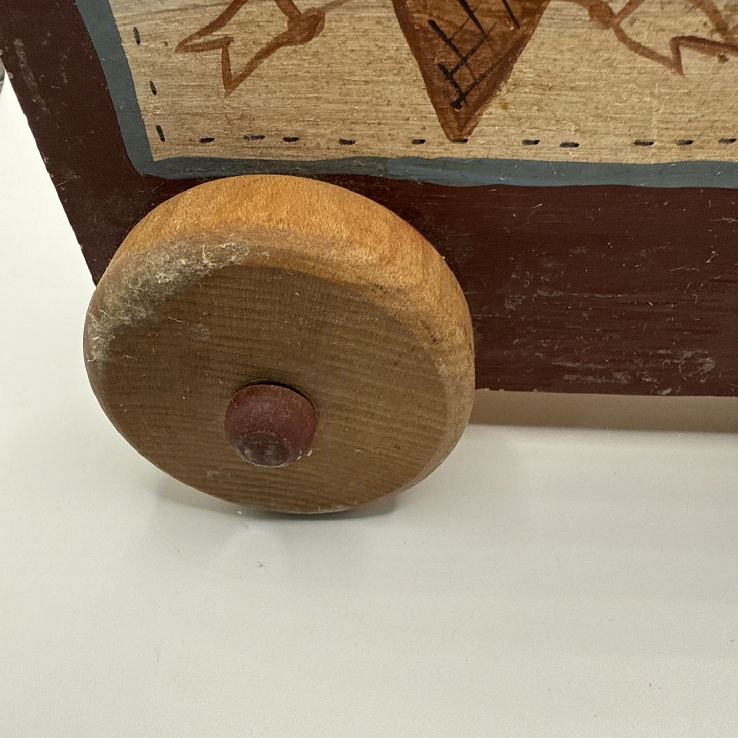 Vintage 1988 Wooden Toy Ice Cream Truck Handcrafted Rolling Wheels 8"