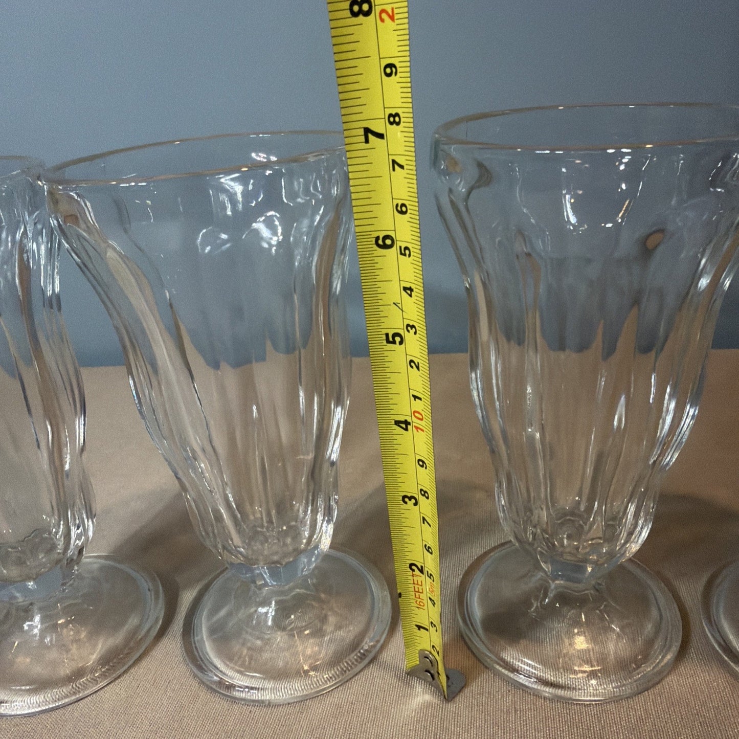 Vintage Milkshake Sundae Glasses Set of 4 Footed Ice Cream Soda Fountain Parfait