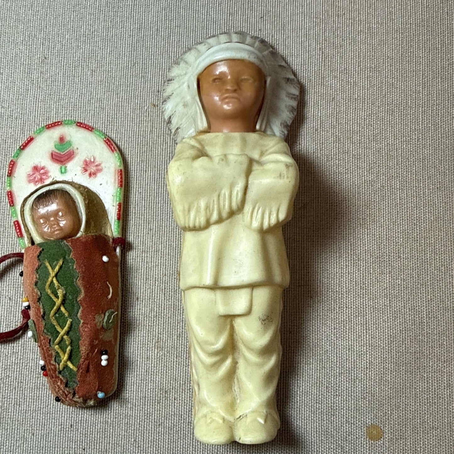 Vintage Native American Style Plastic Figurines Lot of 3 Celluloid Western