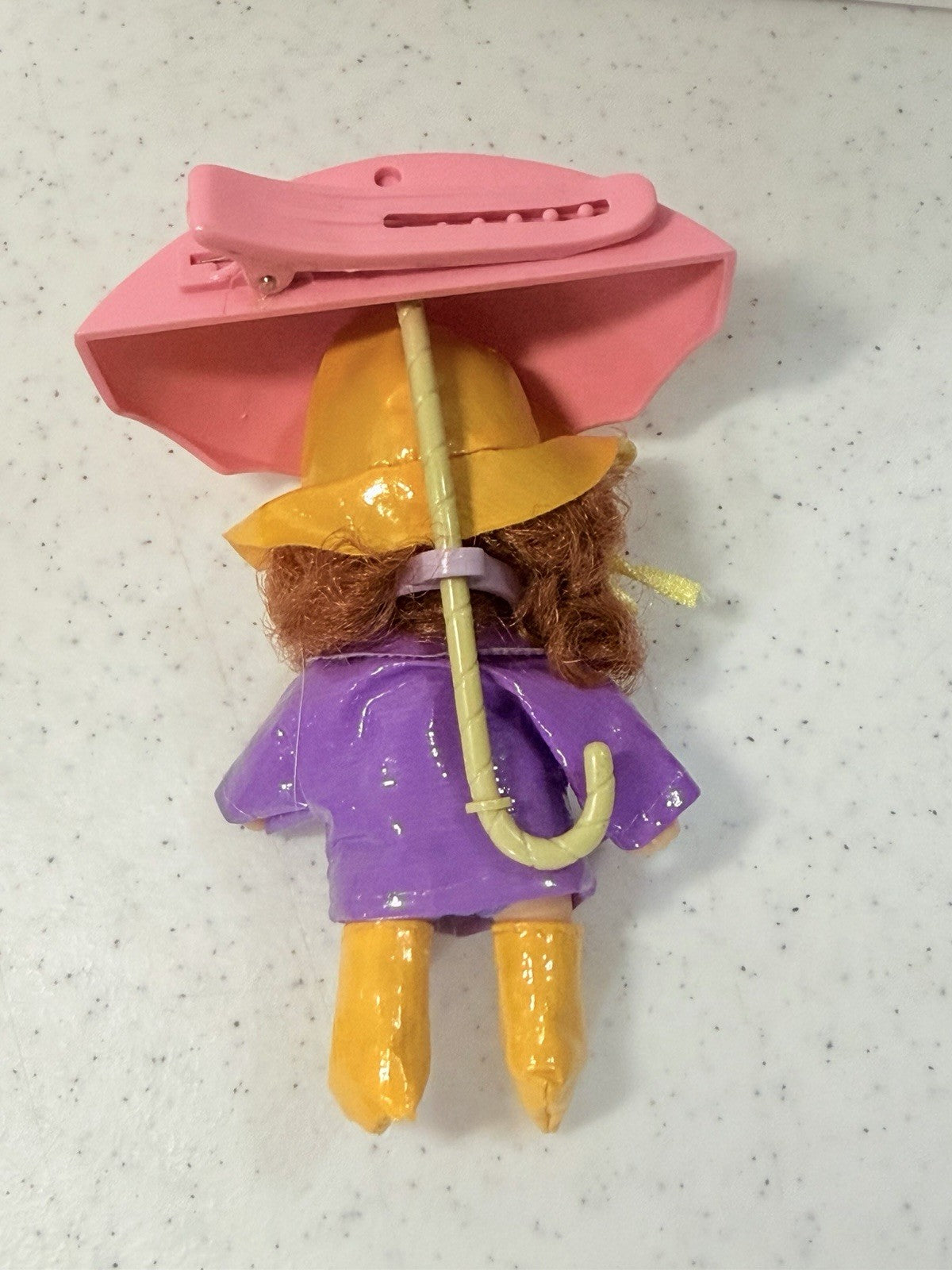 Vintage 1988 Meritus The Adorables Raincoat Doll Hair Clip Umbrella Barrette