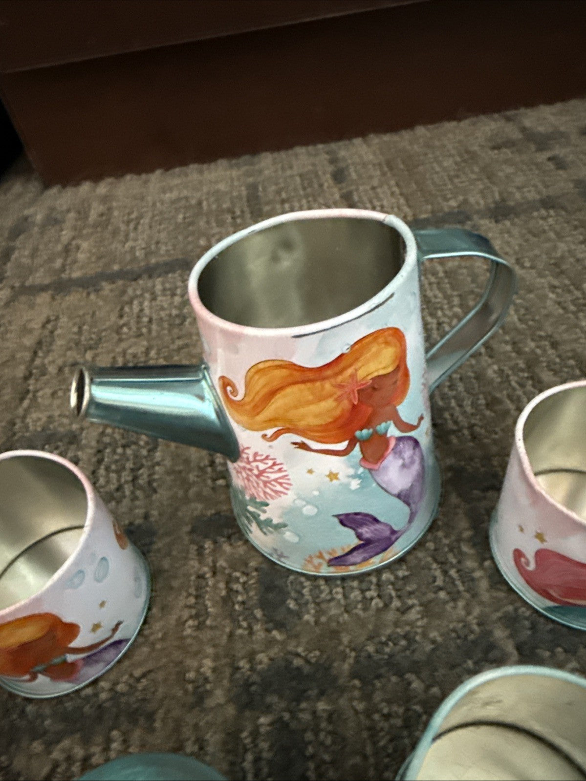 Members Mark Mermaid Tin Tea Set Kids Playset 10 Pieces INCOMPLETE