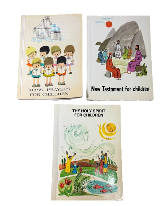 1970-75 Catholic Child Library Books Set Mass Prayers New Testament Holy Spirit