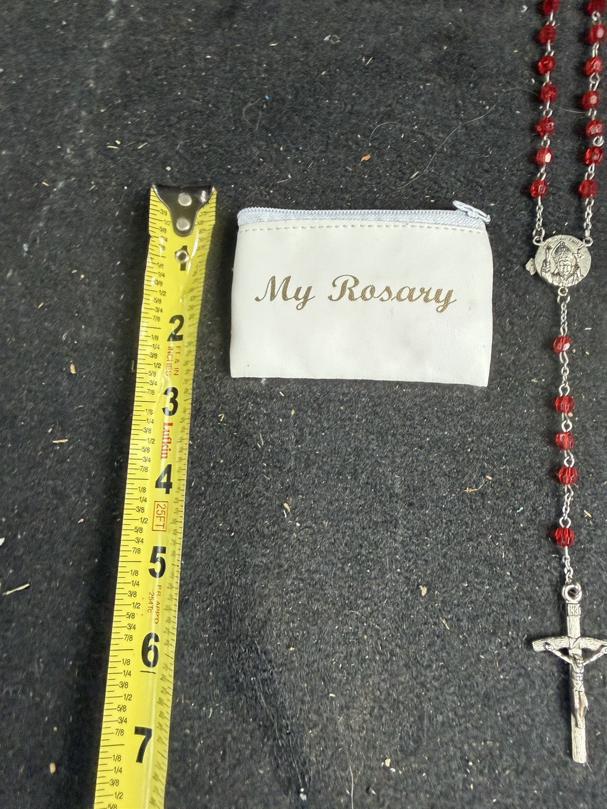 Catholic Rosary Beads Pair Red Blue Crystal Glass Silver Tone Cross Religious