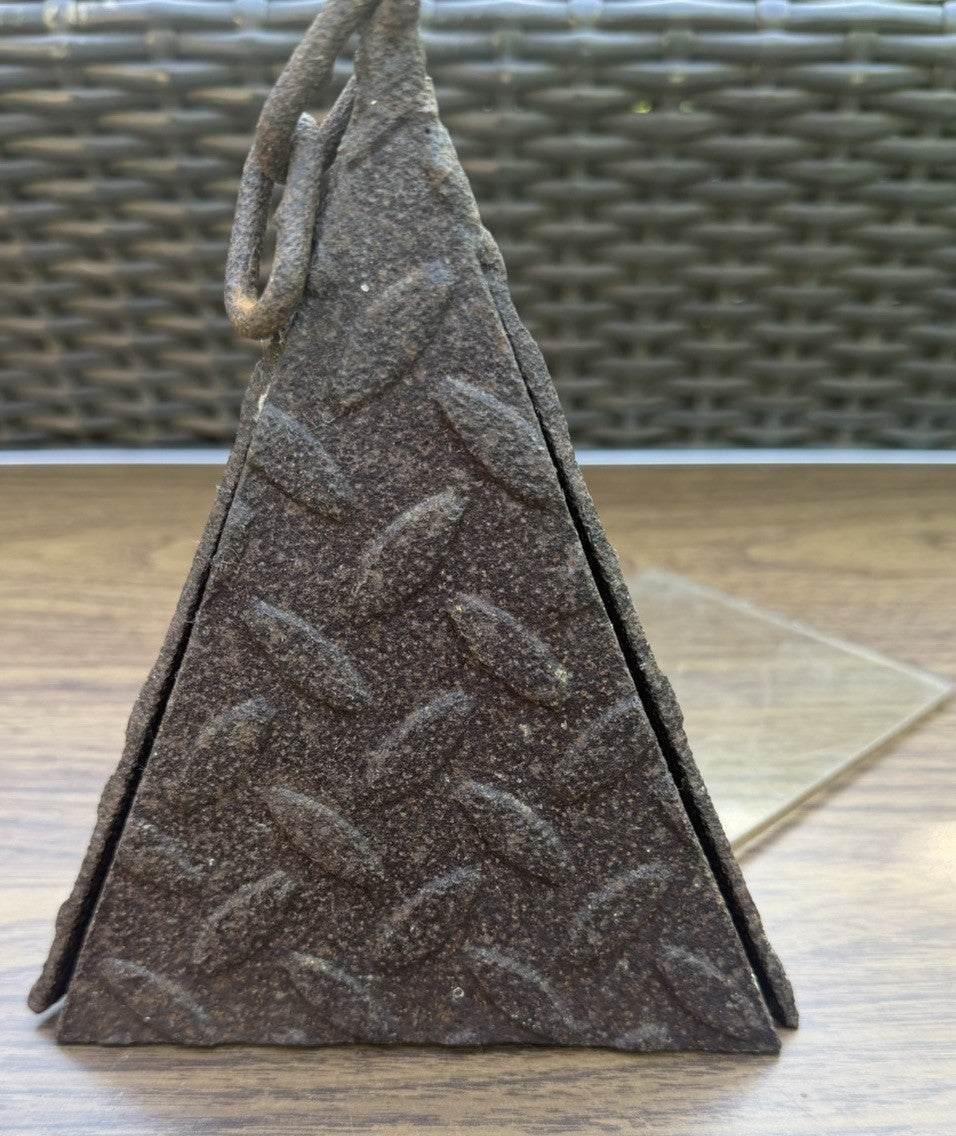 Vintage Joe Coniff Style Metal Triangle Wind Chime Bell Patina